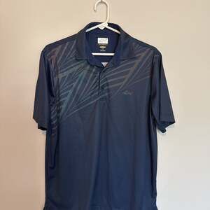 Greg Normal Navy Geometric Golf Polo Shirt Mens Small Lightweight Polyester
